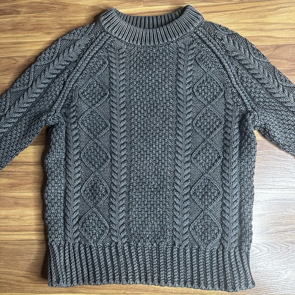 LL Bean Signature Fisherman Cable Knit 100% Cotton Sweater Womens Small Chunky - Picture 2 of 6